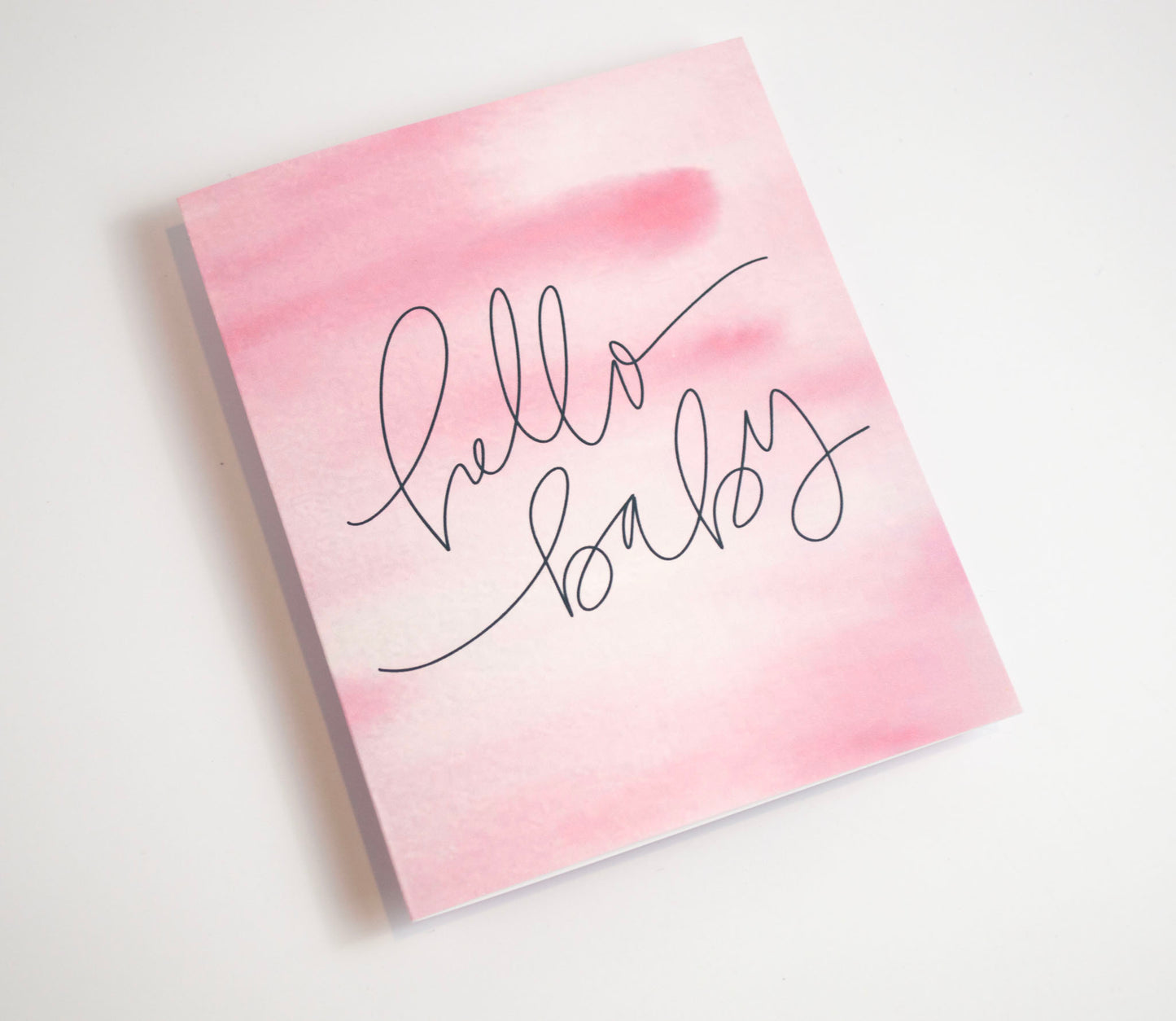 Hello Baby - Watercolor Card Pink