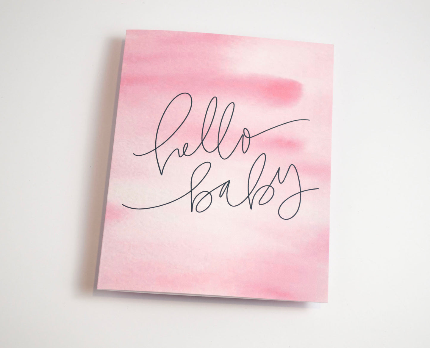 Hello Baby - Watercolor Card Pink