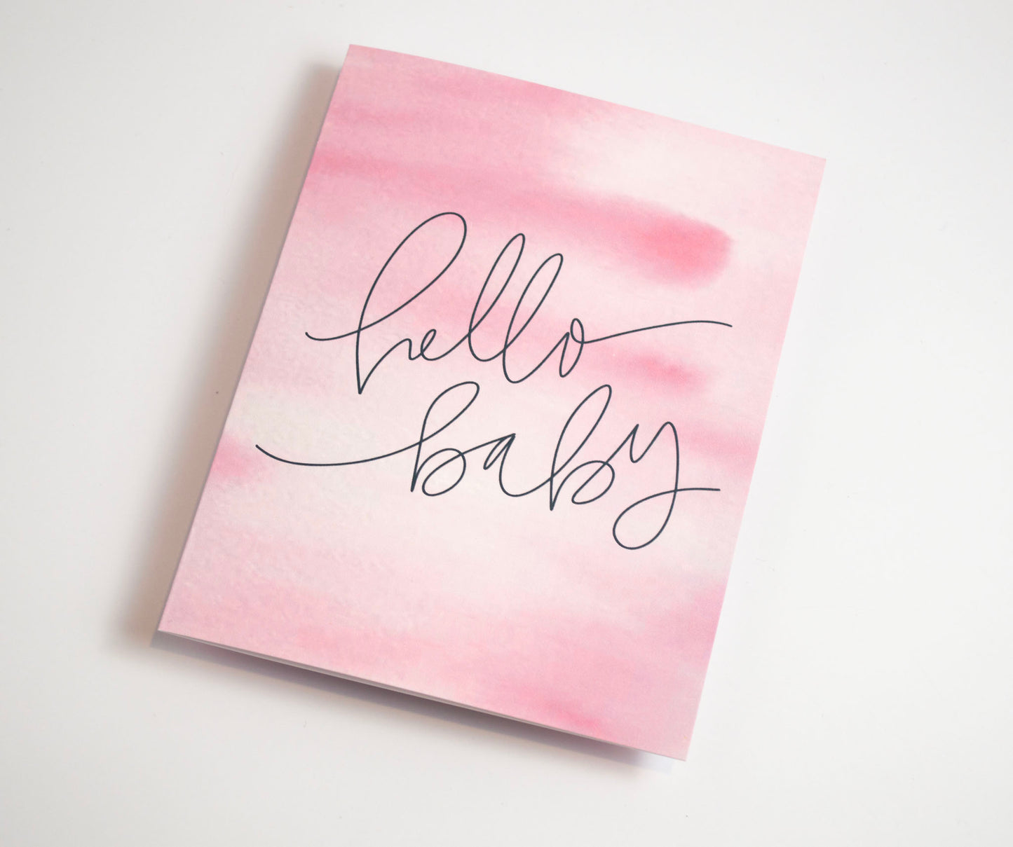 Hello Baby - Watercolor Card Pink