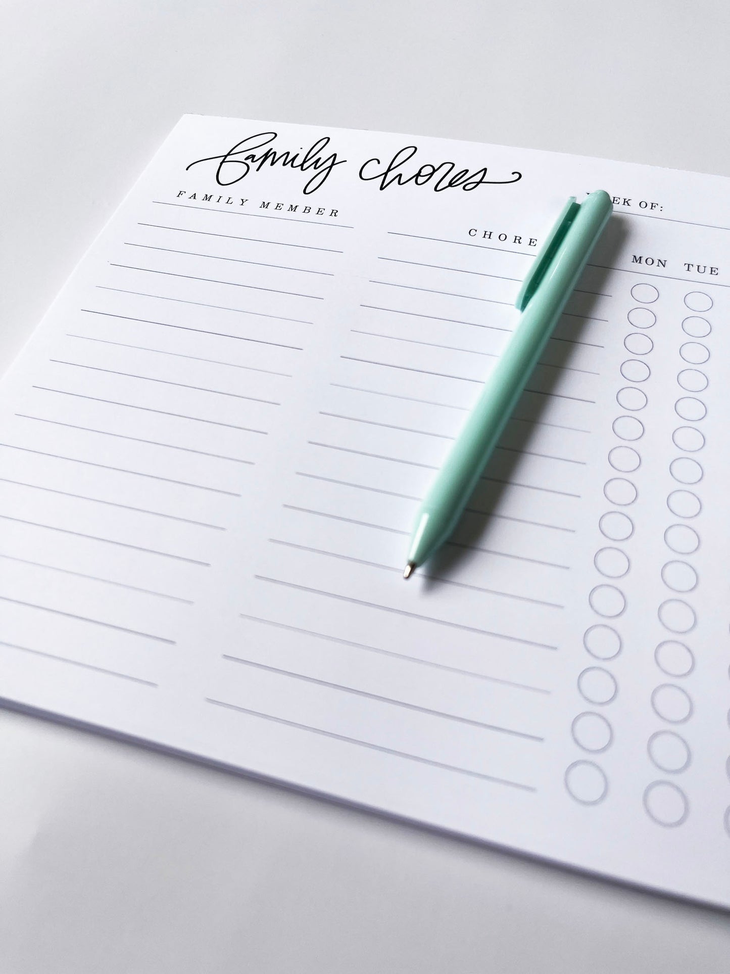 Family Chores- Family Organizational Notepad
