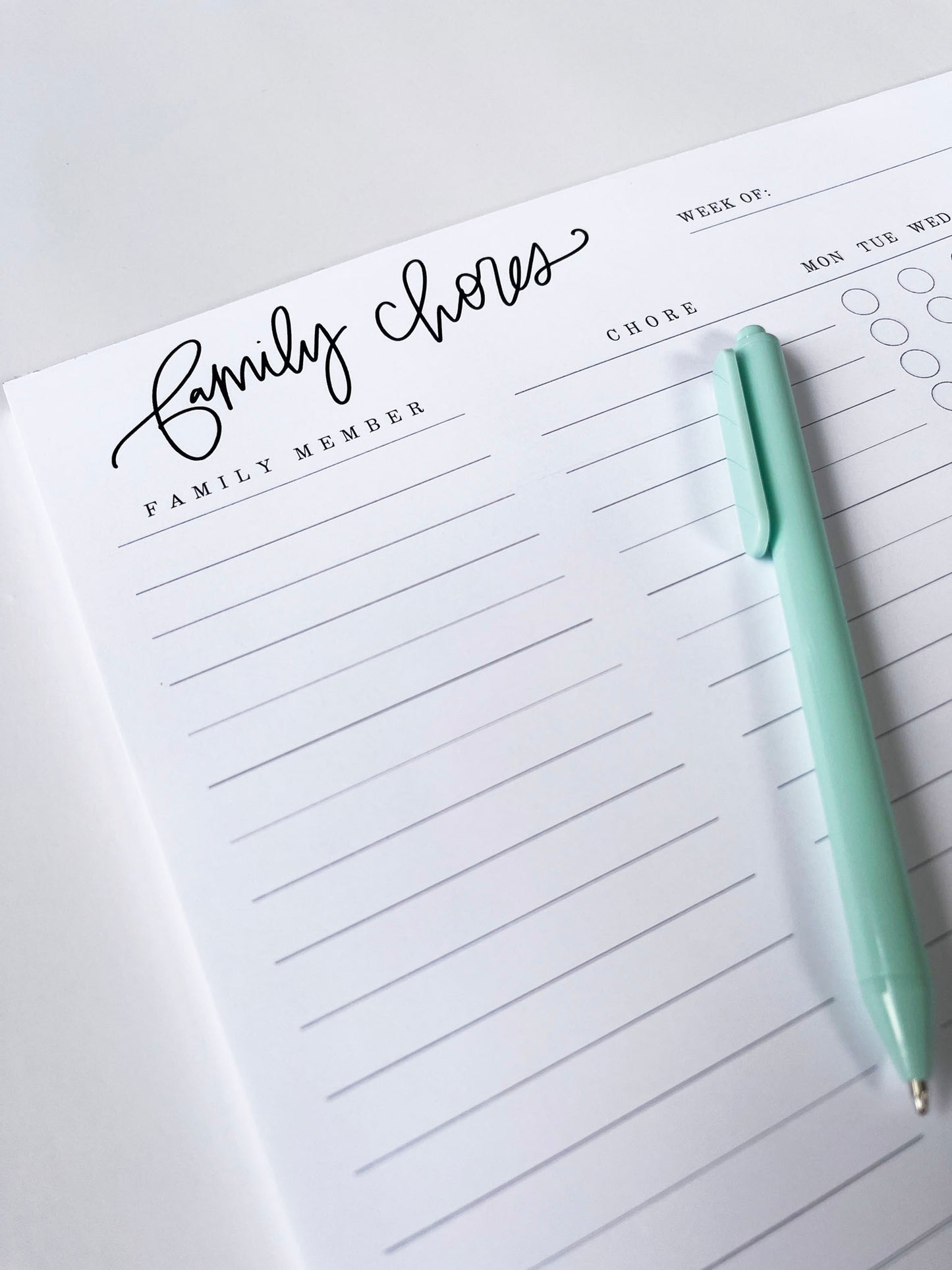 Family Chores- Family Organizational Notepad
