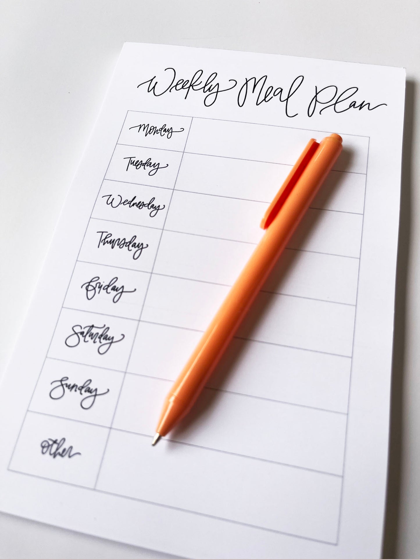 Weekly Meal Plan- Meal Planning Notepad