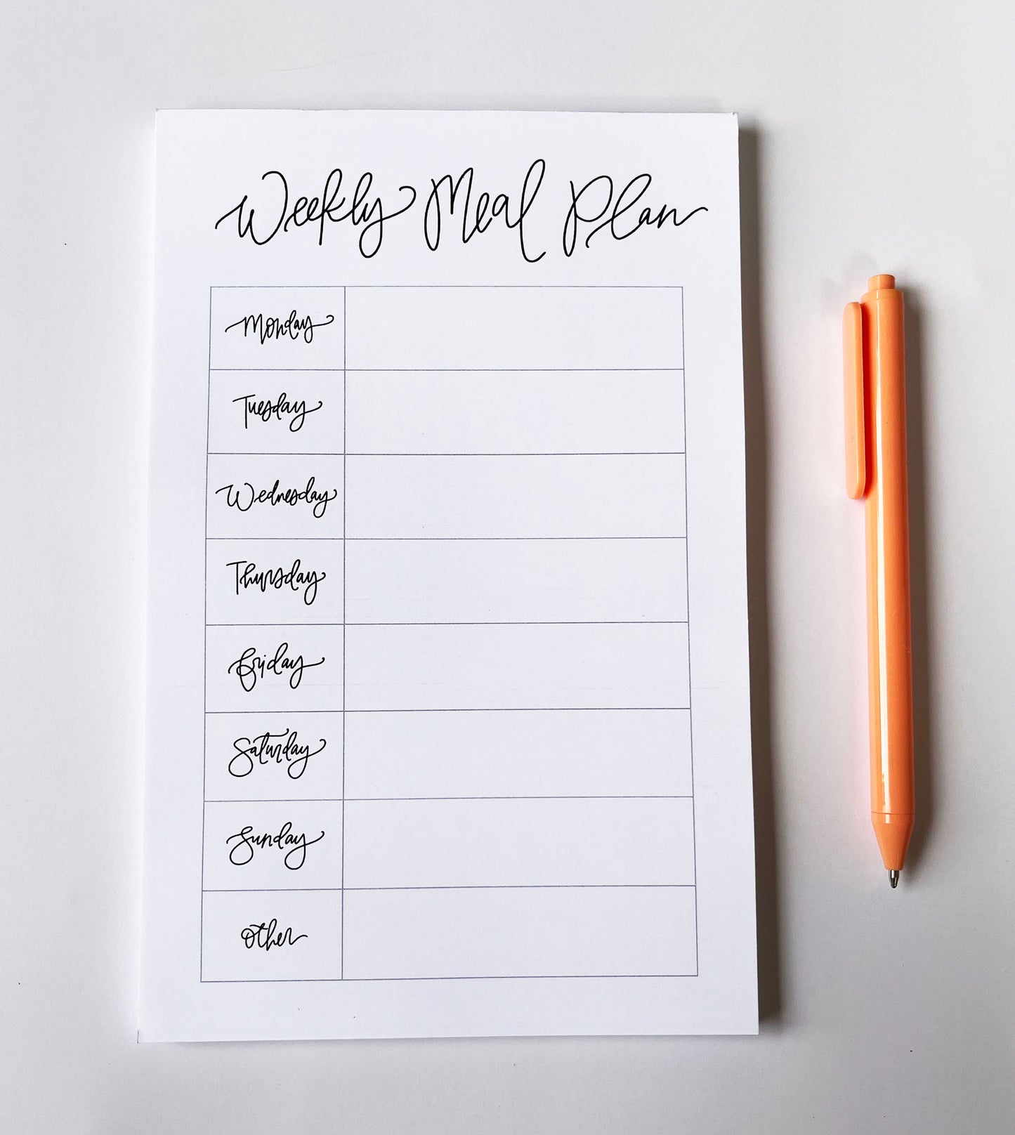 Weekly Meal Plan- Meal Planning Notepad