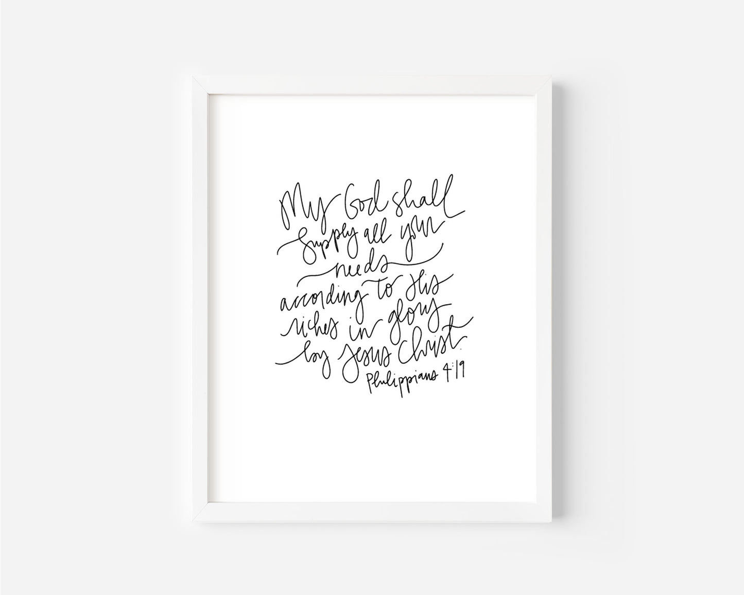Philippians 4:19 - Black & White Art Print