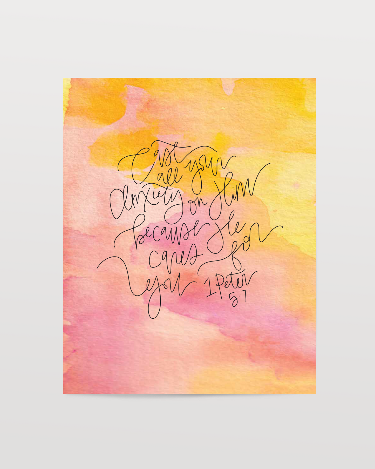 1 Peter 5:7 - Watercolor Art Print