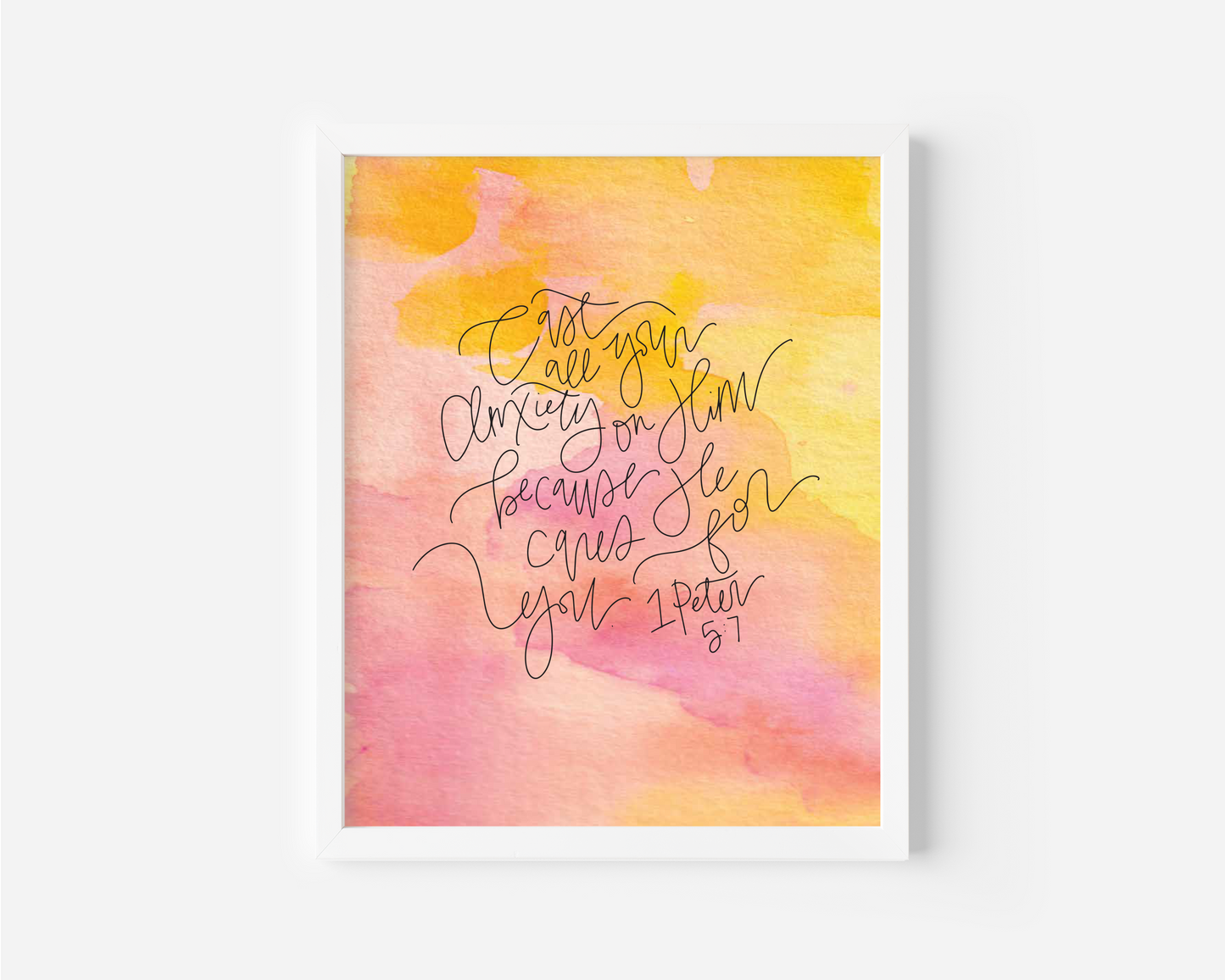 1 Peter 5:7 - Watercolor Art Print