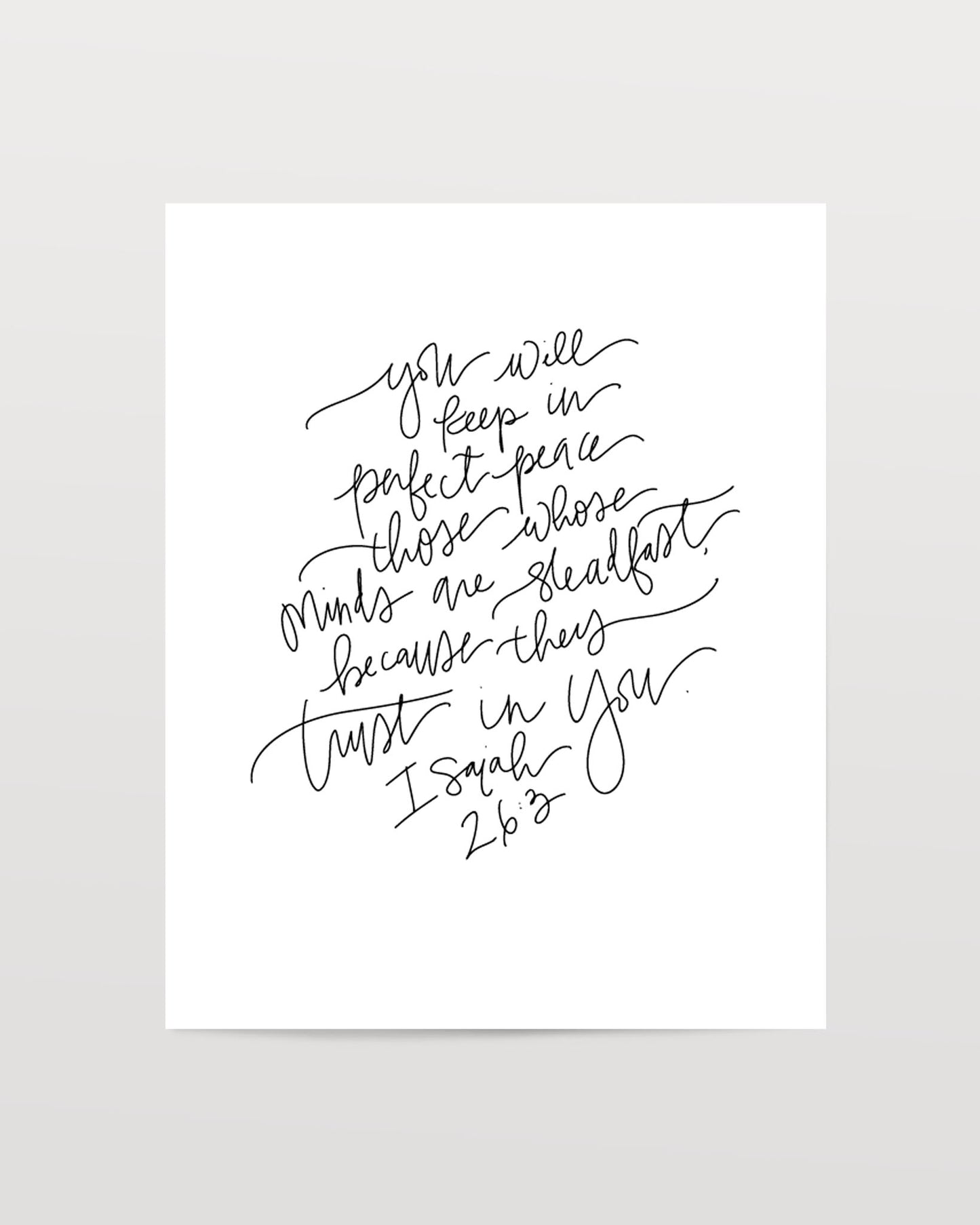 Isaiah 26:3 - Black & White Art Print