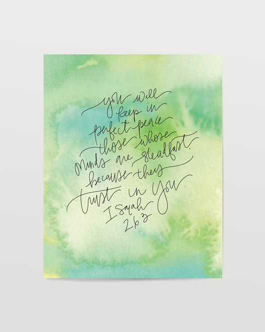 Isaiah 26:3 - Watercolor Art Print