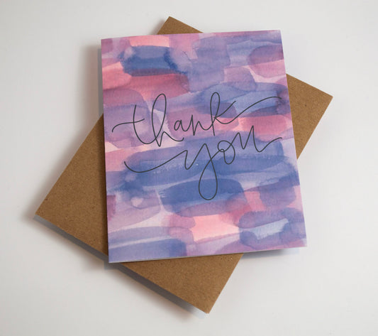 Thank You - Watercolor Card Purple