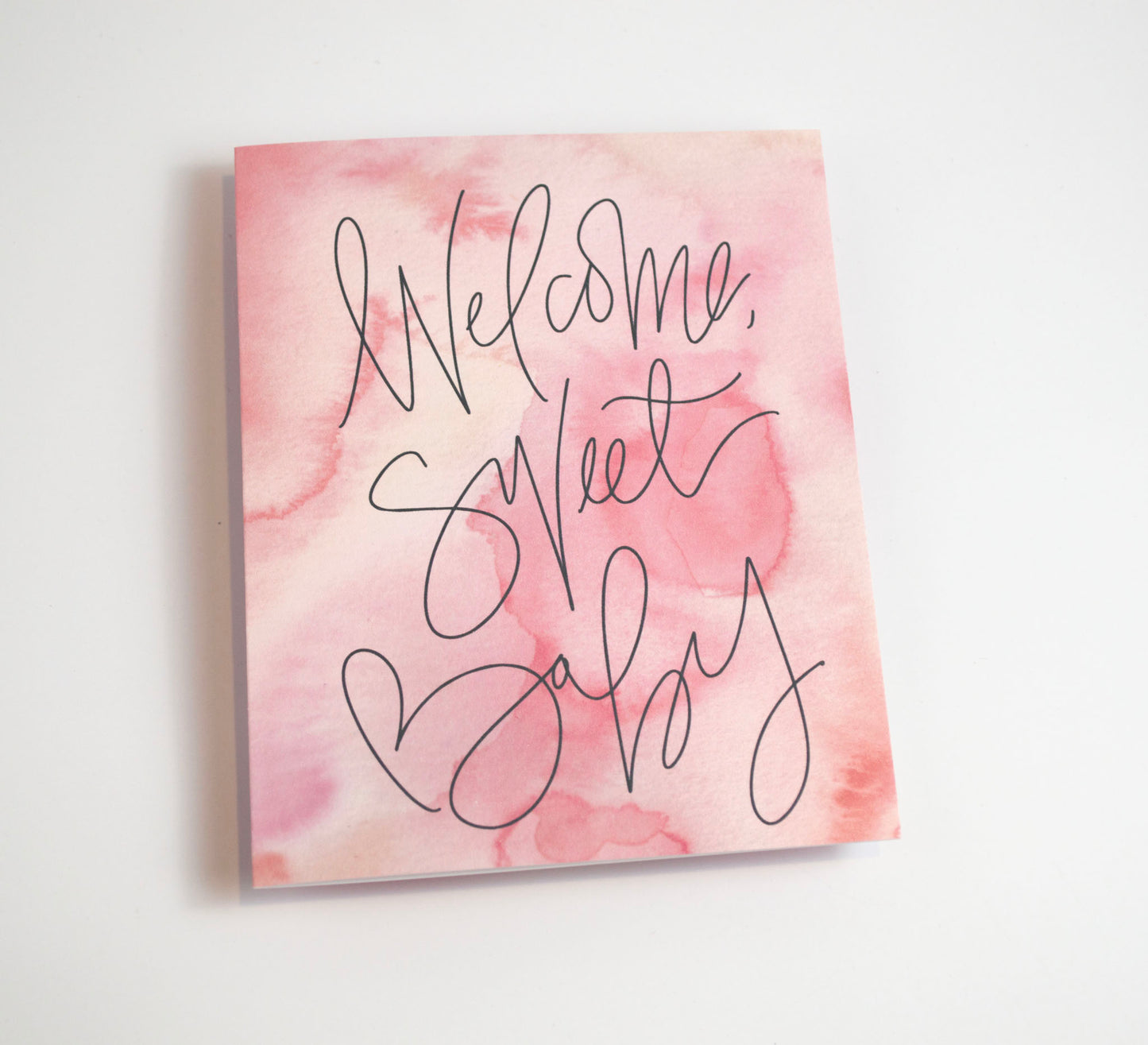 Welcome Sweet Baby - Watercolor Card Pink