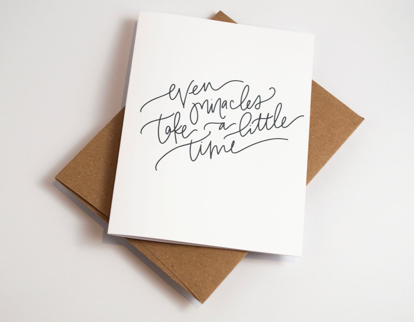 Even Miracles Take a Little Time - Black & White Card