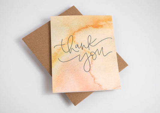 Thank You - Watercolor 10 Pack of Cards Orange