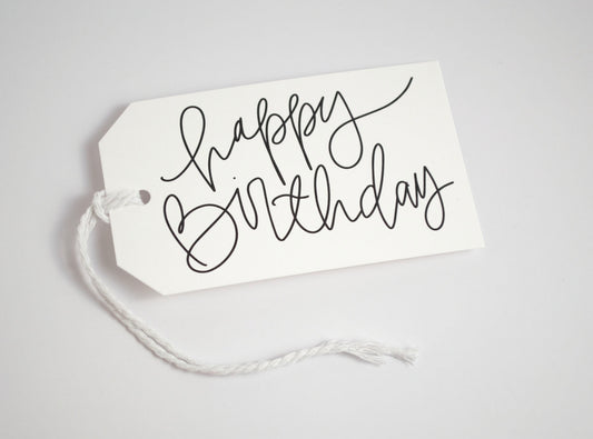 Happy Birthday - Black & White Gift Tags