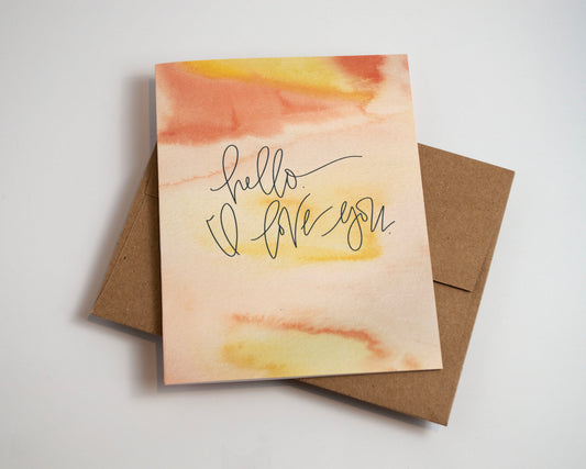 Hello I Love You - Watercolor Card