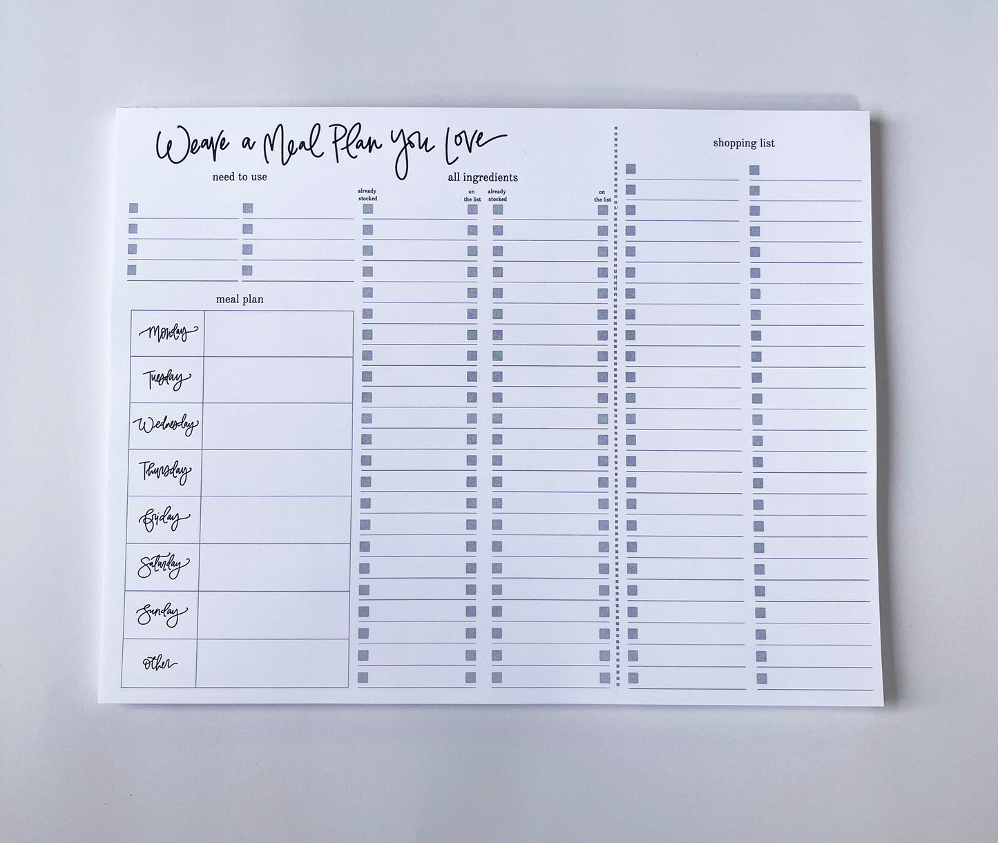 Weave a Meal Plan You Love- Meal Planning Notepad