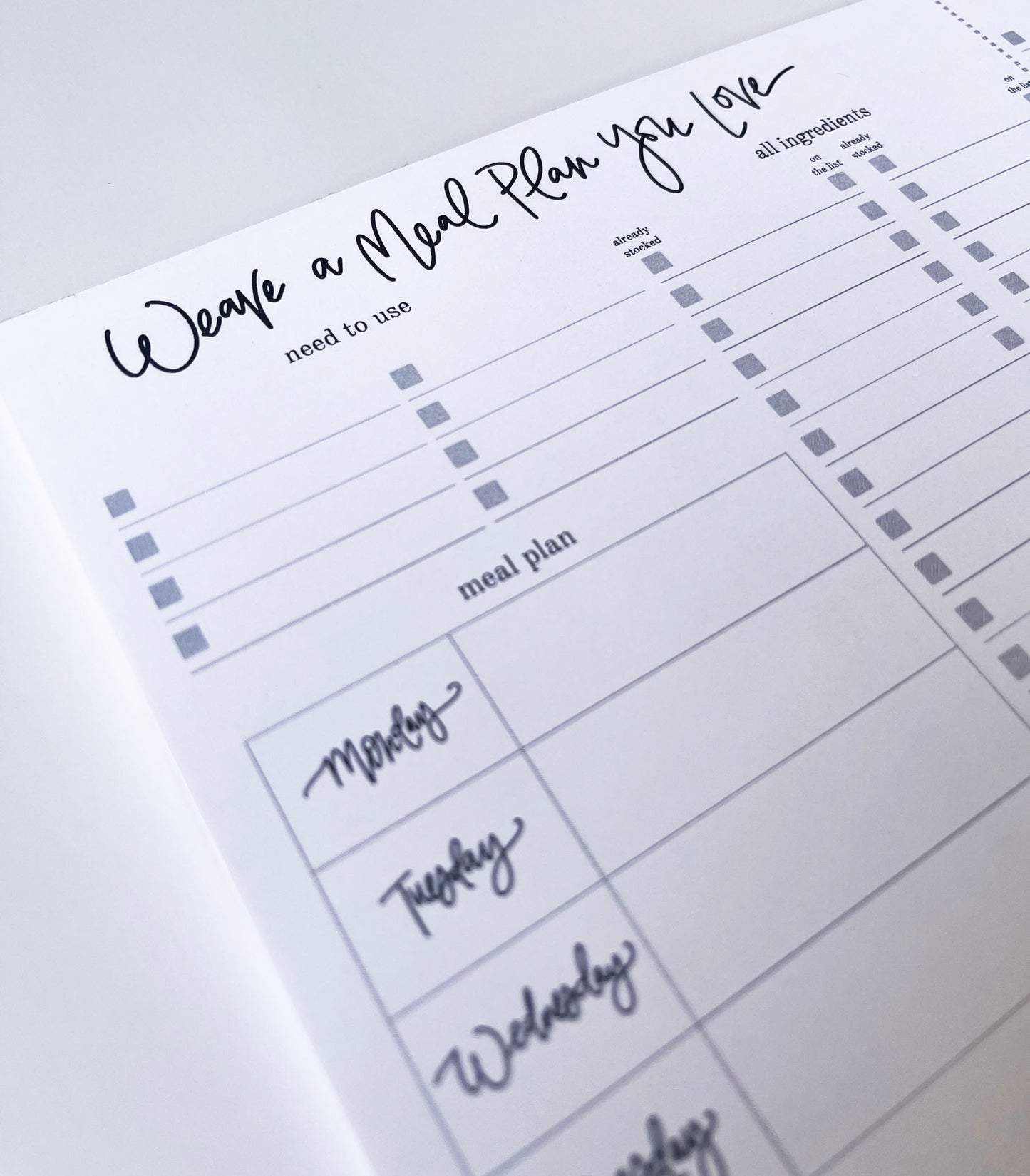 Weave a Meal Plan You Love- Meal Planning Notepad