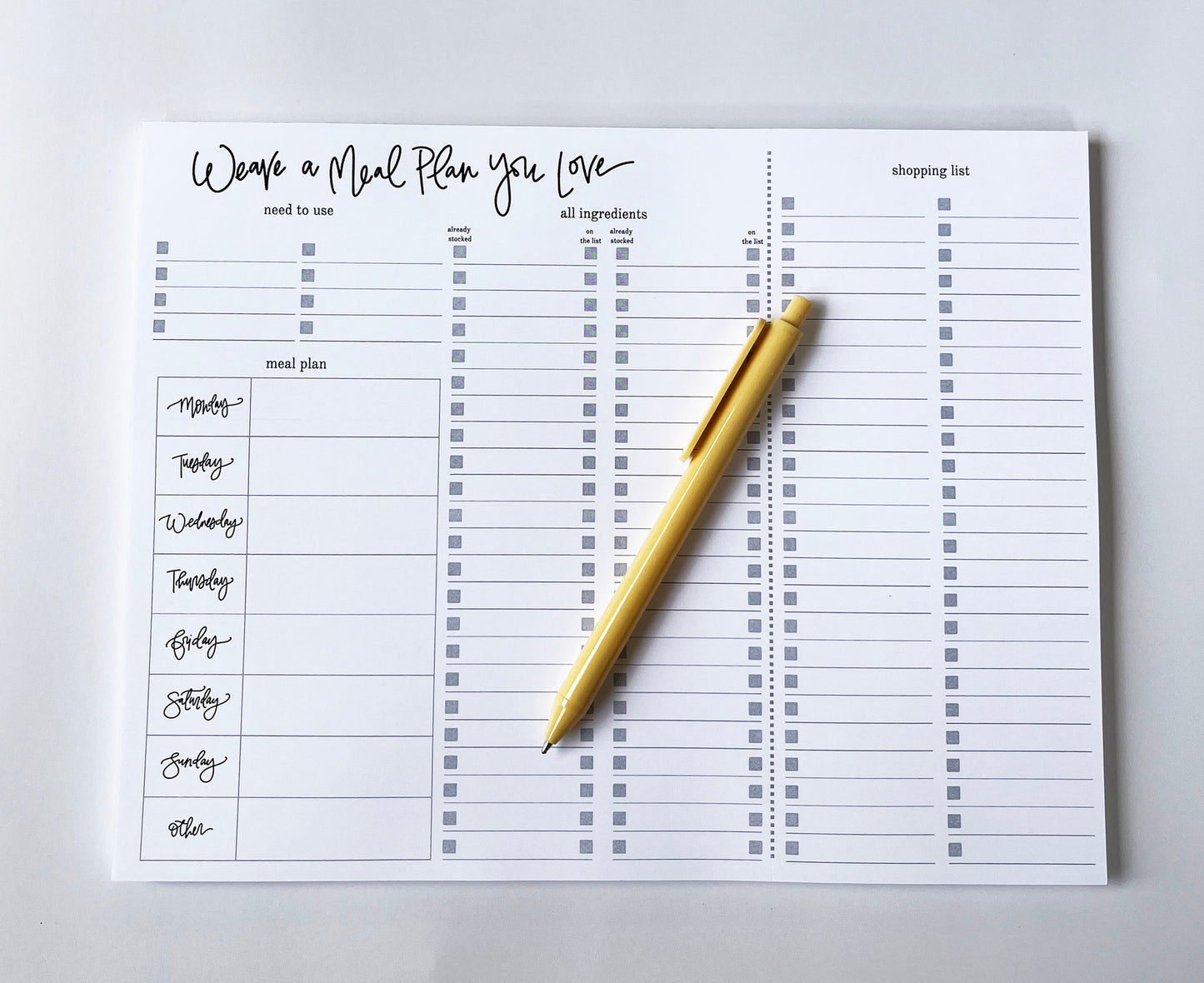 Weave a Meal Plan You Love- Meal Planning Notepad