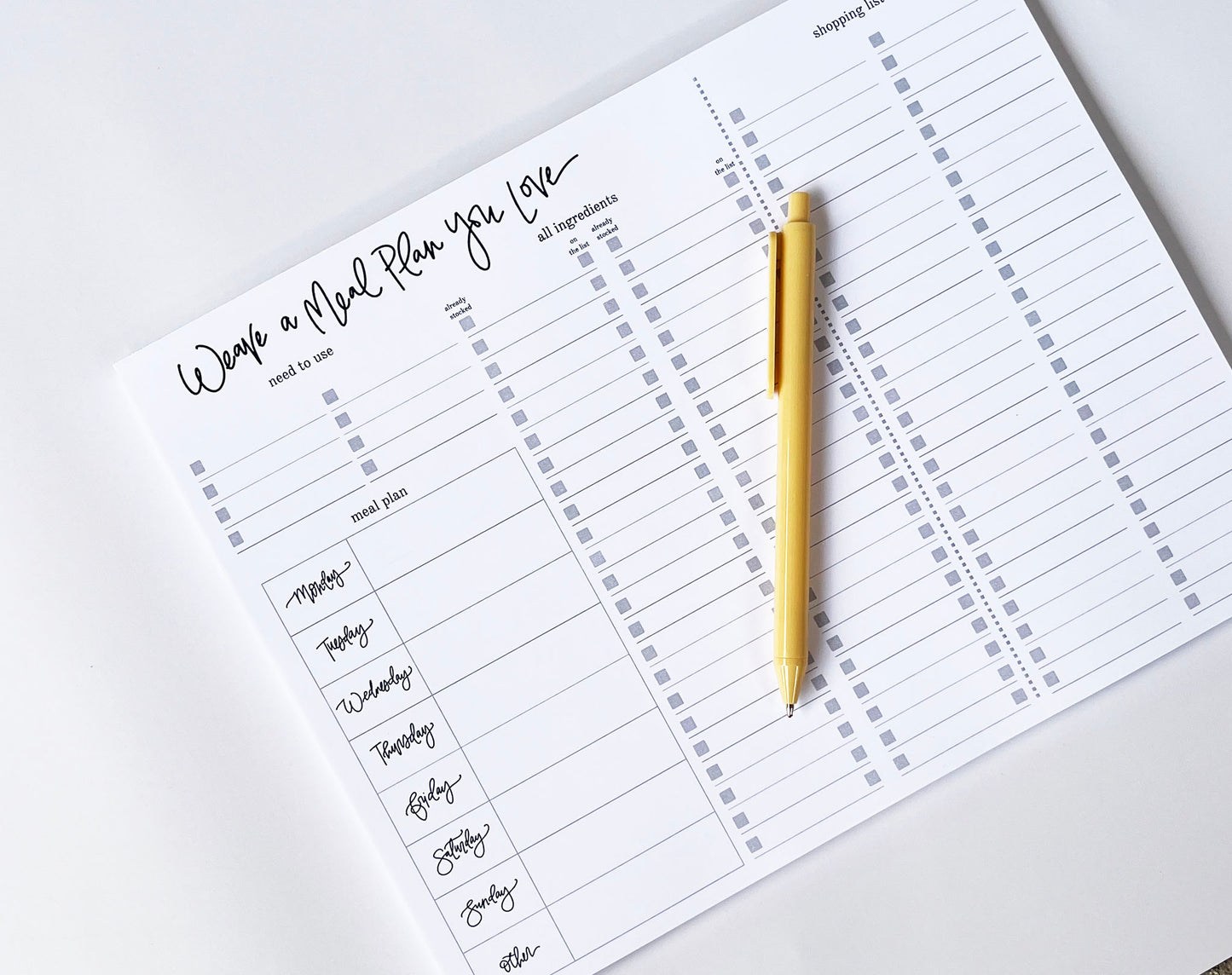 Weave a Meal Plan You Love- Meal Planning Notepad