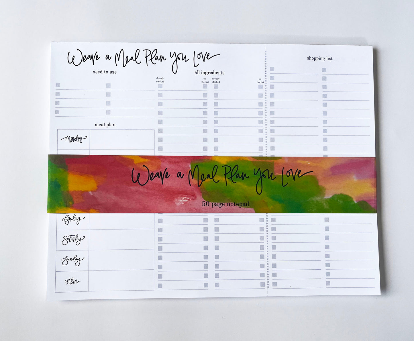 Weave a Meal Plan You Love- Meal Planning Notepad