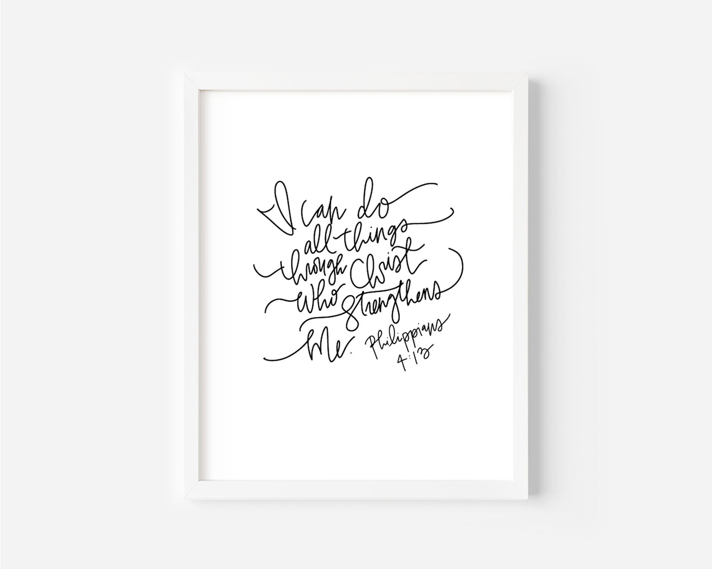 Philippians 4:13 - Black & White Art Print
