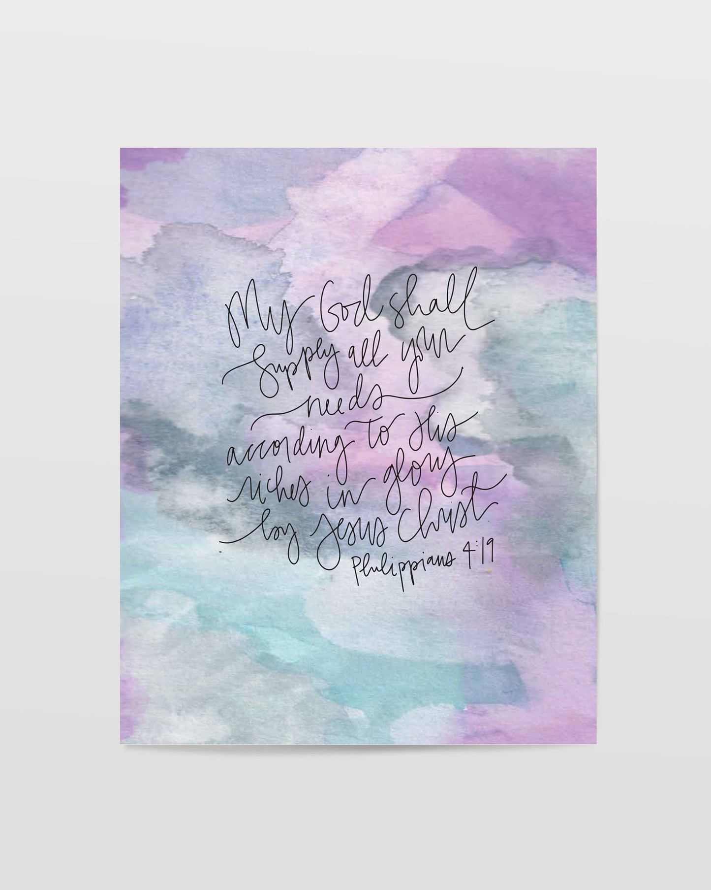 Philippians 4:19 - Watercolor Art Print