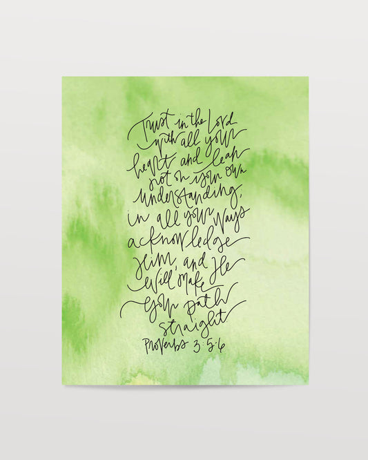 Proverbs 3:5-6 - Watercolor Art Print