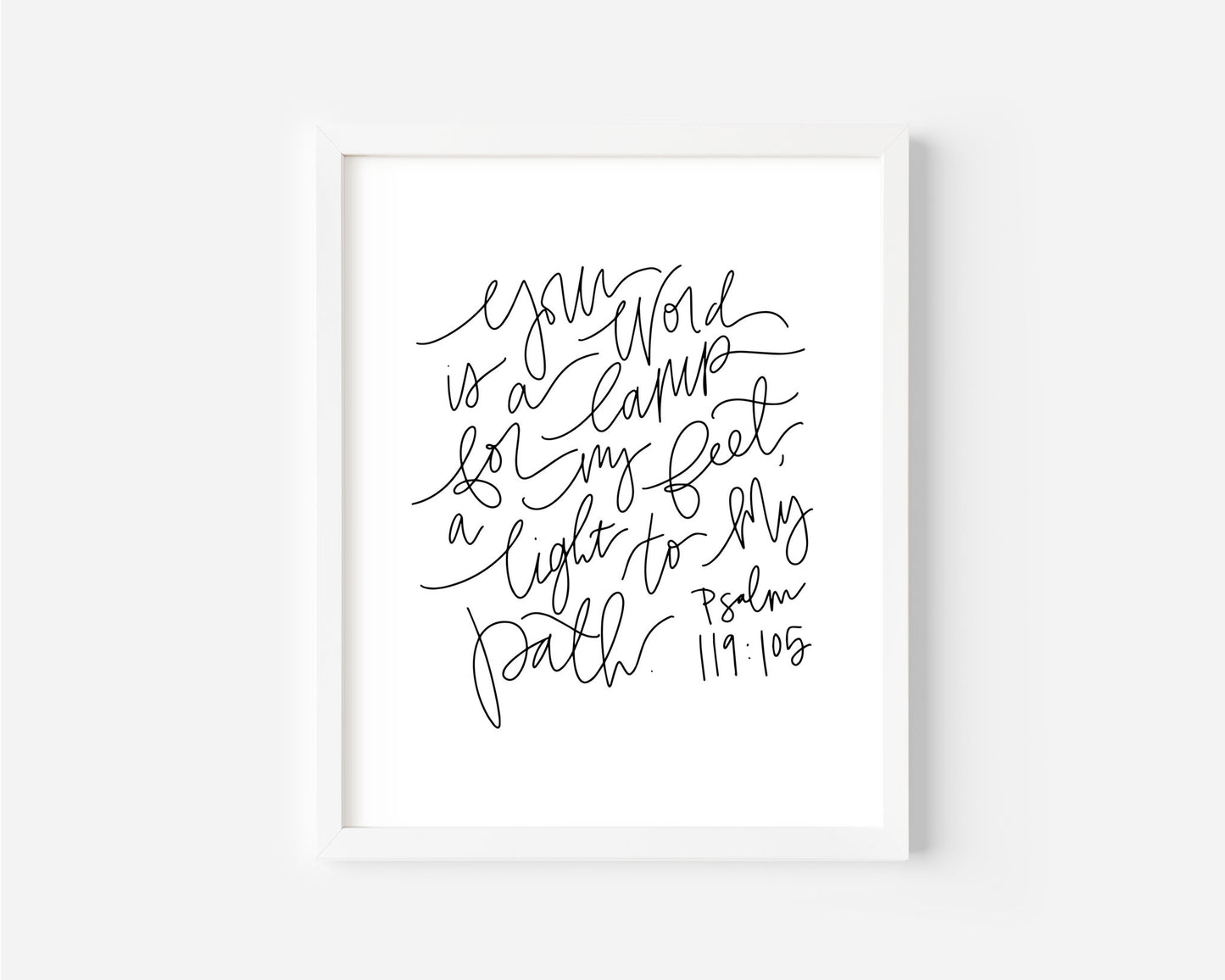Psalm 119:105 - Black & White Art Print