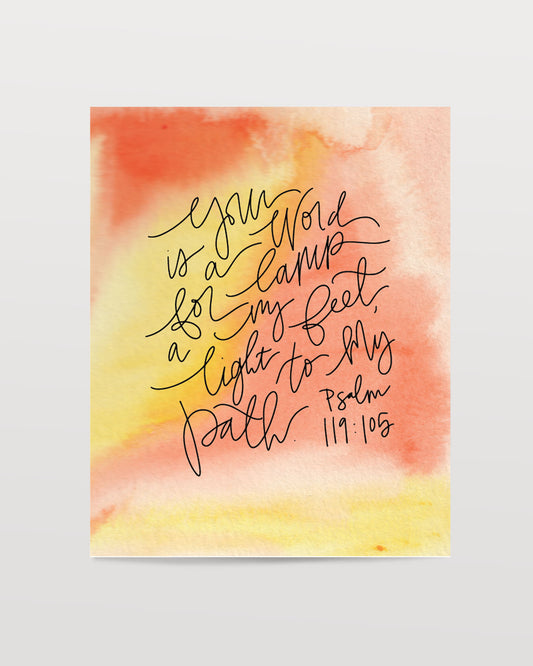 Psalm 119:105 - Watercolor Art Print